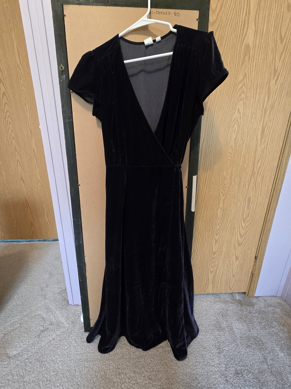 GAP Navy Velvet Wrap Midi Dress
